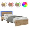 vidaXL Estructura de cama con cabecera Roble artesanal 90 x 200 cm