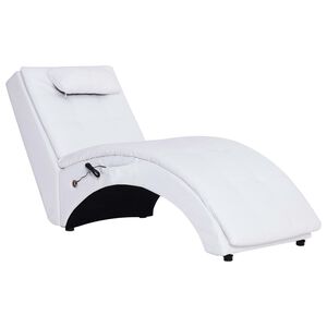 vidaXL Div&aacute;n de masaje con almohada de cuero sint&eacute;tico blanco
