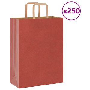 vidaXL Bolsas de papel con asas 250 uds rojo 26x12x35 cm