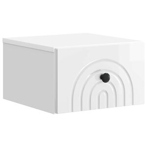 vidaXL Mesita de Noche de Pared con caj&oacute;n Brillante 33 x 34,5 x 20 cm