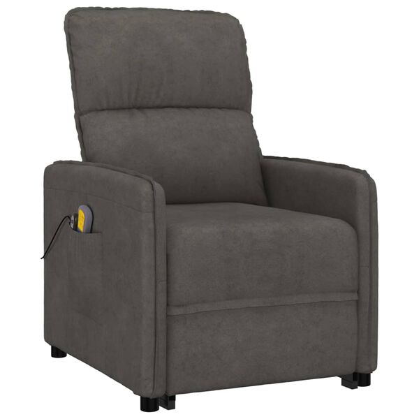 vidaXL Sill&oacute;n de masaje elevable de tela microfibra gris oscuro