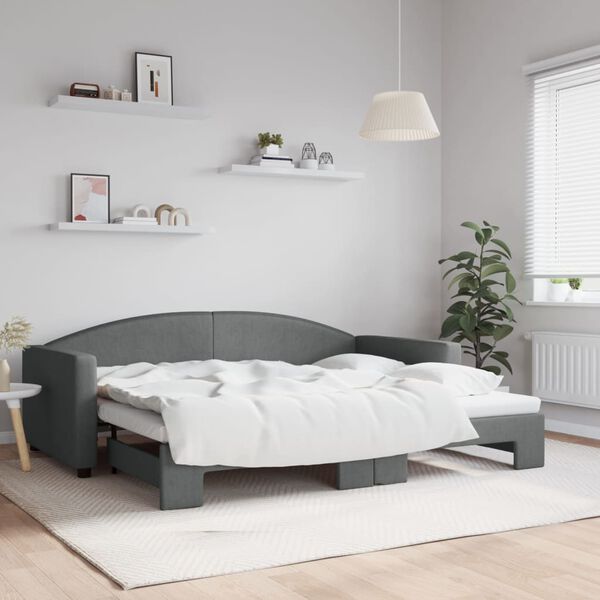 vidaXL Sofá cama nido tela gris oscuro 90x200 cm