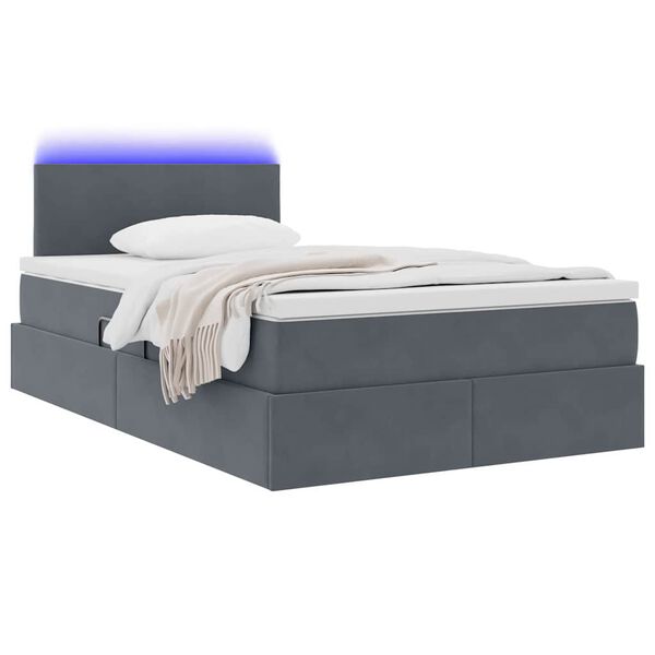 vidaXL Cama con almacenamiento y LED Gris oscuro 120 x 200 cm