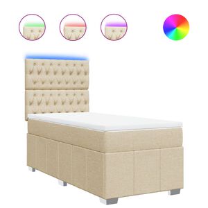 vidaXL Cama box spring con colch&oacute;n tela color crema 80x200 cm