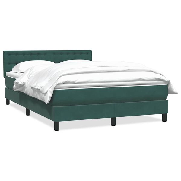 vidaXL Cama box spring con colch&oacute;n terciopelo verde oscuro 160x220 cm