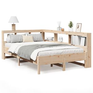 vidaXL Cama con estanter&iacute;a sin colch&oacute;n madera maciza de pino 140x200cm