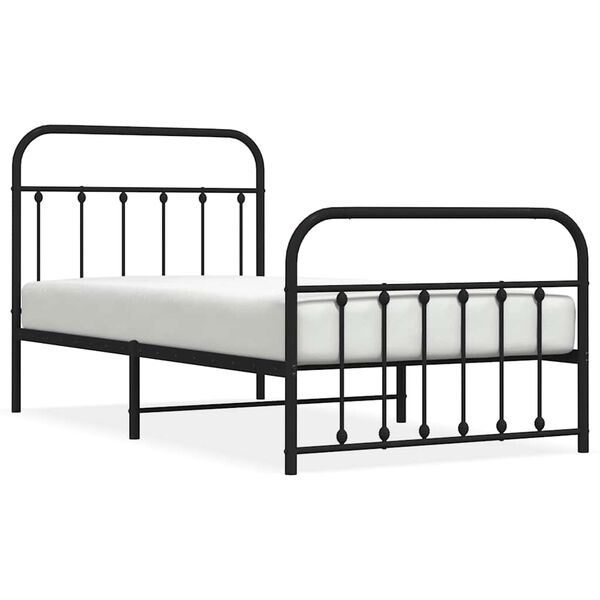 vidaXL Estructura cama sin colchón con estribo metal negro 100x190 cm