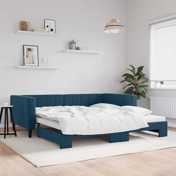 vidaXL Sof&aacute; cama nido terciopelo azul 100x200 cm