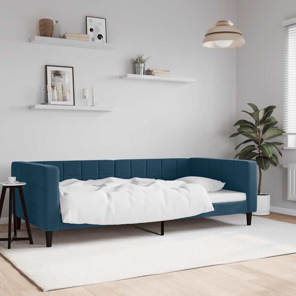 vidaXL Sof&aacute; cama sin colch&oacute;n terciopelo azul 100x200 cm