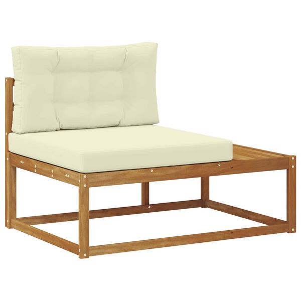 vidaXL Conjunto de sof&aacute;s de exterior con coj&iacute;n 3 Pieza Natural y Crema