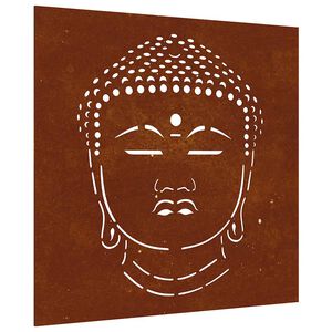 vidaXL Adorno de pared de jard&iacute;n acero corten cabeza de Buda 55x55 cm