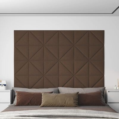 vidaXL Paneles de pared 12 uds tela marrón 30x30 cm 0,54 m²
