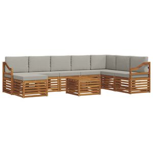 vidaXL Conjunto de sof&aacute;s de exterior 9 pcs Gris Natural y Claro