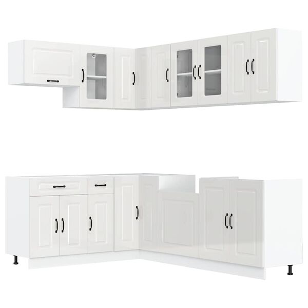 vidaXL Mueble cocina Kalmar blanco brillo 11 pzas madera contrachapada