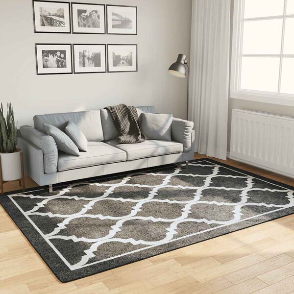 vidaXL Alfombra lavable antideslizante negro y blanco 160x230 cm