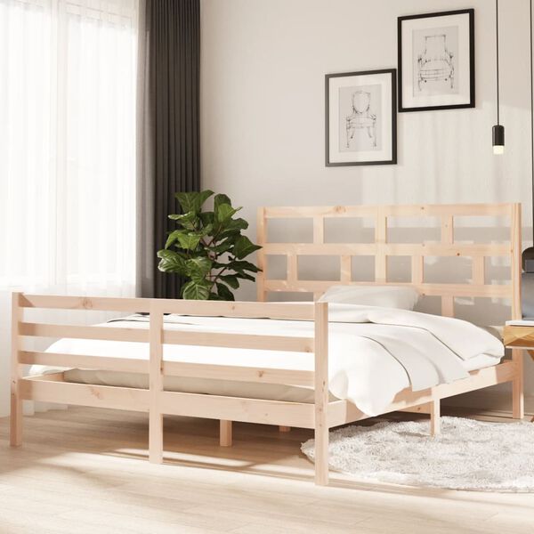 vidaXL Estructura de cama de madera maciza de pino 160x200 cm