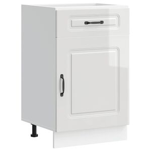 vidaXL Mueble bajo cocina Kalmar madera ingenier&iacute;a blanca alto brillo
