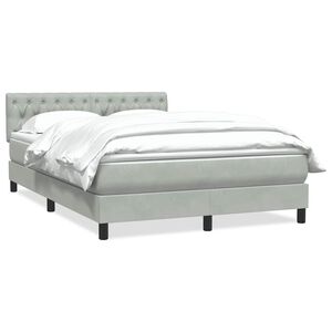 vidaXL Cama box spring con colch&oacute;n terciopelo gris claro 160x220 cm