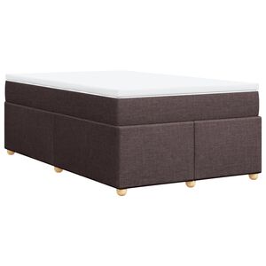 vidaXL Cama box spring con colch&oacute;n tela marr&oacute;n oscuro 120x190 cm