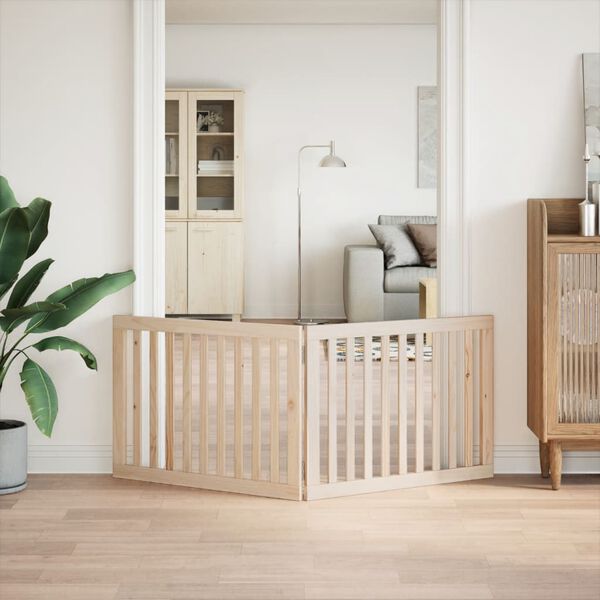 vidaXL Puerta para perros plegable de 2 paneles, 160 cm, madera de &aacute;lamo