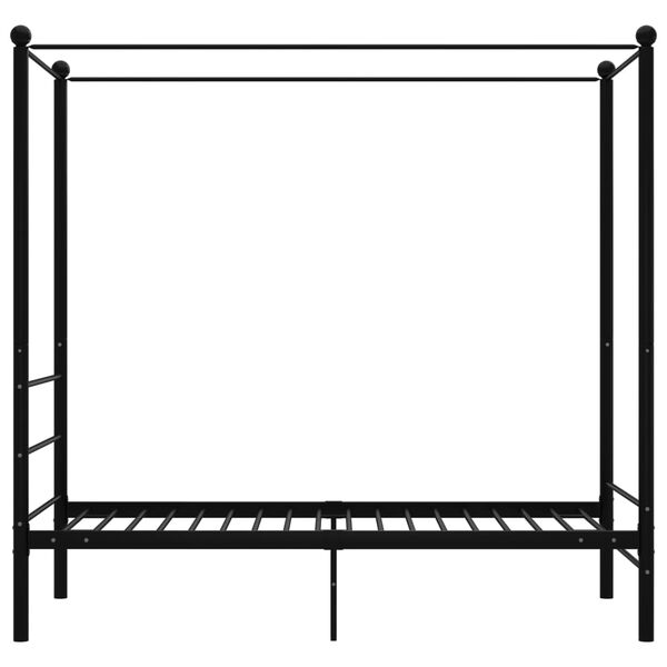 vidaXL Estructura de cama con dosel sin colch&oacute;n metal negro 90x200 cm