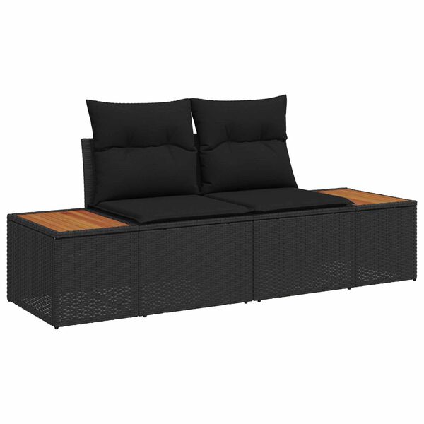 vidaXL Conjunto de sof&aacute;s de jard&iacute;n 9 pcs Negro Rat&aacute;n sint&eacute;tico