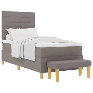 vidaXL Cama tipo Box Spring con cabecera Taup&eacute; 200 x 90 cm tela