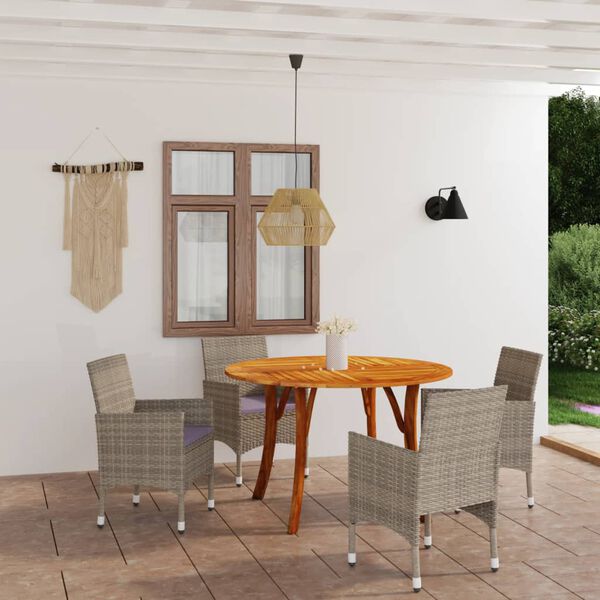 vidaXL Juego de comedor para jard&iacute;n de 5 piezas beige