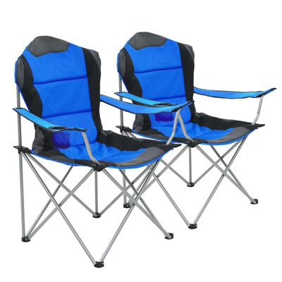 vidaXL Sillas plegables de camping 2 unidades 96x60x102 cm azul