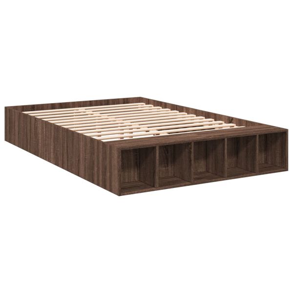 vidaXL Estructura de cama madera de ingenier&iacute;a marr&oacute;n roble 120x190 cm