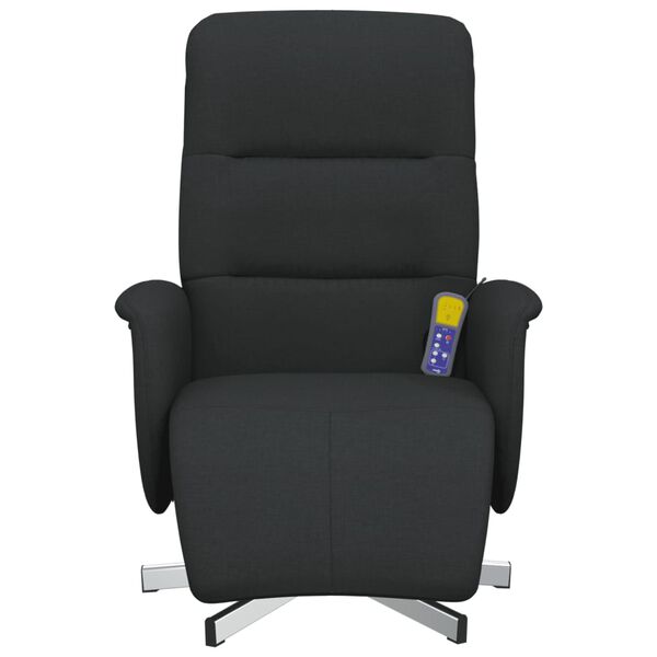 vidaXL Sill&oacute;n reclinable de masaje con reposapi&eacute;s tela negra