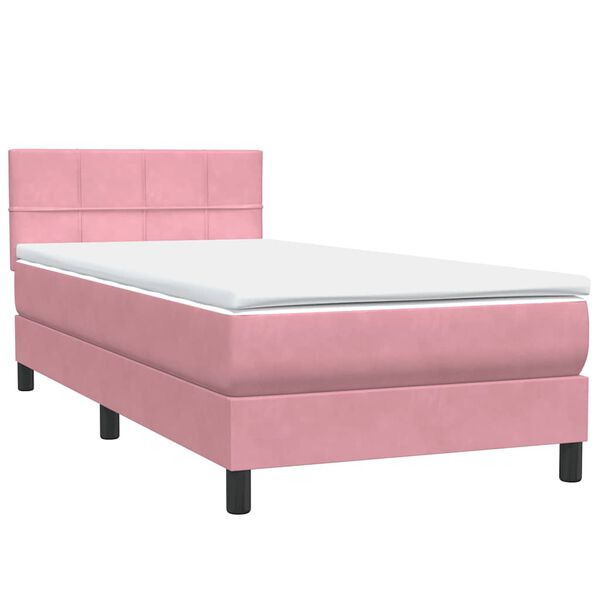 vidaXL Cama box spring con colch&oacute;n terciopelo rosa 100x210 cm