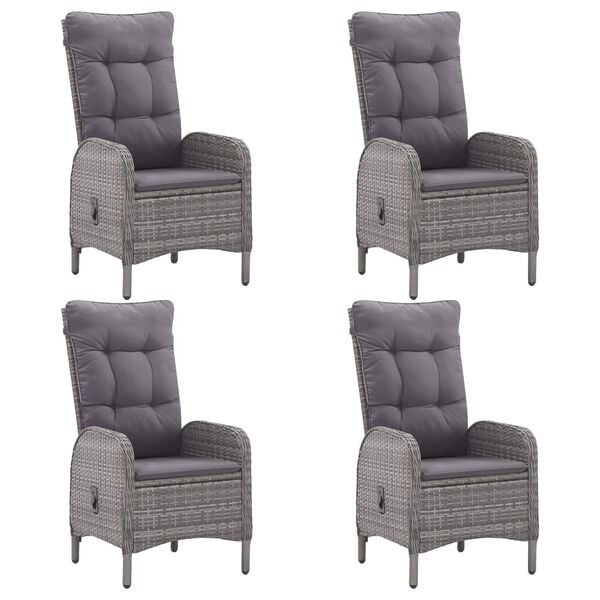 vidaXL Muebles de jardín 5 piezas ratán sintético gris madera acacia