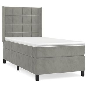vidaXL Cama box spring con colch&oacute;n terciopelo gris claro 80x200 cm