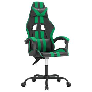 vidaXL Silla gaming cuero sint&eacute;tico negro y verde