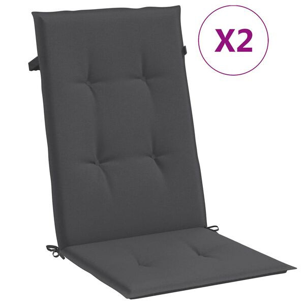 vidaXL Cojines silla respaldo alto 2 uds tela gris antracita melange