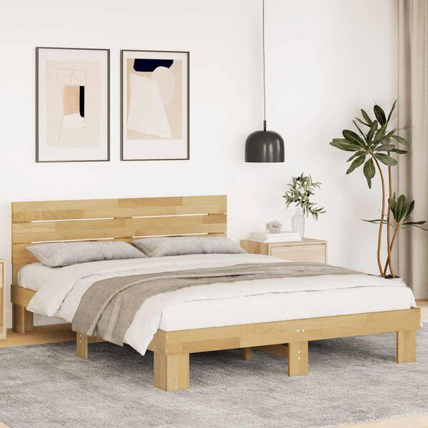 vidaXL Estructura de cama con cabecero sin colch&oacute;n 140x190 cm