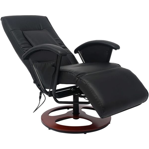 vidaXL Sillón de masaje shiatsu cuero sintético negro