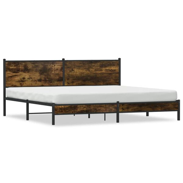 vidaXL Estructura de cama sin colch&oacute;n metal roble ahumado 193x203 cm