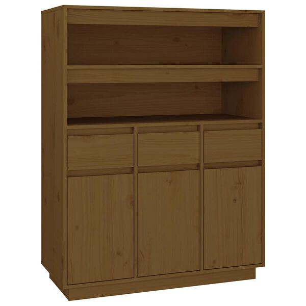 vidaXL Aparador alto madera maciza de pino marrón miel 89x40x116,5 cm