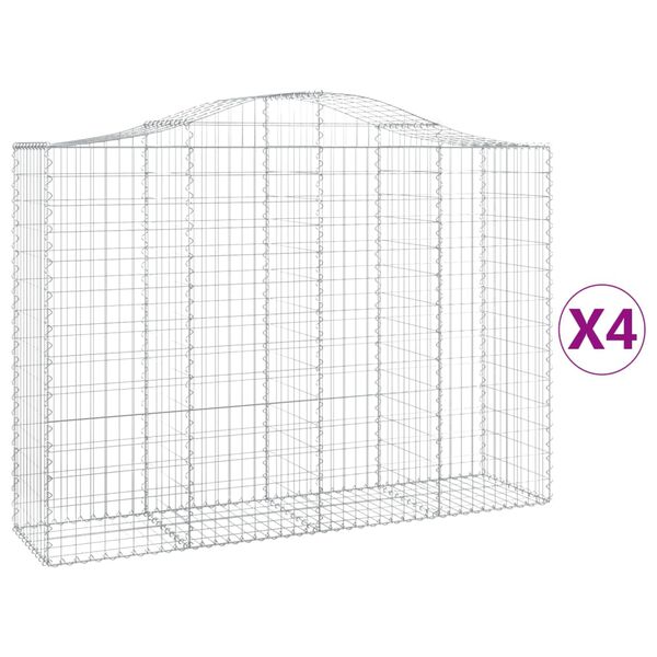 vidaXL Cestas gaviones 4 uds forma de arco hierro 200x50x140/160 cm