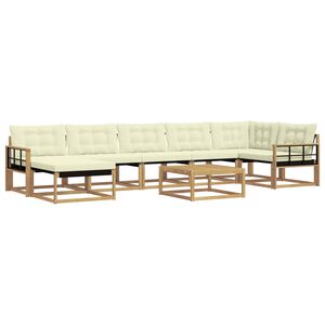 vidaXL Conjunto de sof&aacute;s de exterior 8 uds. Blanco y Crema