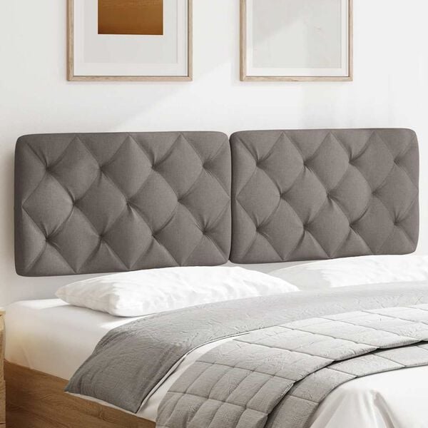 vidaXL Cabecero de cama acolchado tela gris taup&eacute; 160 cm