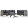 vidaXL Set de muebles de jard&iacute;n 6 pzas y cojines rat&aacute;n sint&eacute;tico gris