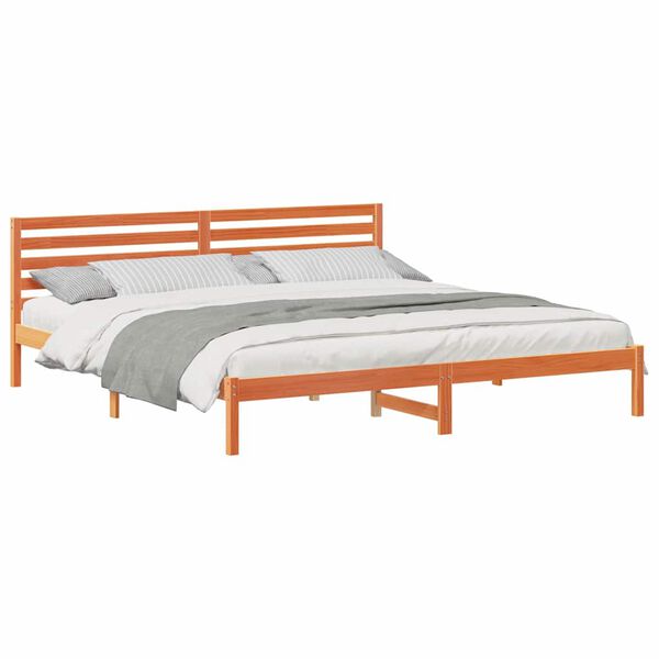 vidaXL Estructura de cama con cabecera Marrón cera 180 x 210 cm