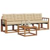 vidaXL Conjunto de sof&aacute;s de exterior con coj&iacute;n 5 pcs Natural y Beige