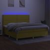 vidaXL Cama box spring colch&oacute;n y luces LED tela verde 200x200 cm