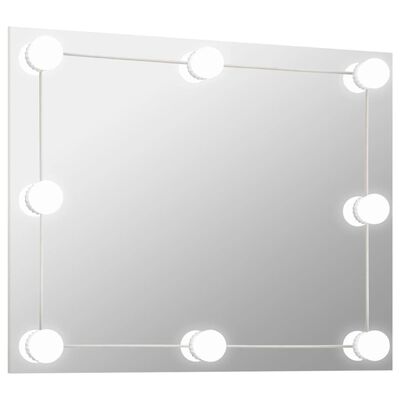 vidaXL Espejo de pared sin marco con luces LED rectangular de vidrio