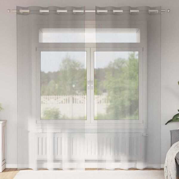 vidaXL Cortinas de gasa con ojales 2 uds gris claro 140x245 cm