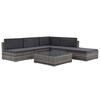 vidaXL Set de sof&aacute;s de jard&iacute;n 6 piezas y cojines rat&aacute;n sint&eacute;tico gris